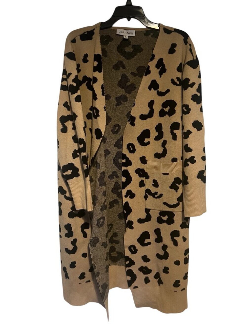 Cardigan Sweater XL Womens Duster Animal Print Cheetah Jack + Avery Oversized